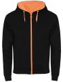 Heren Hoodie met Rits Fuji Roly SU1105 zwart-fluo oranje